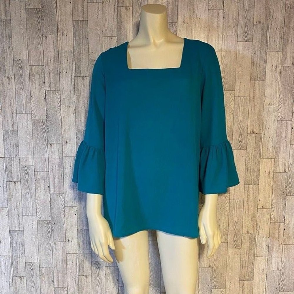 Counterparts Teal Women's Blouse With Ruffle Sleeve Size Medium